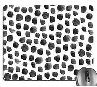 Black Polka Dot Print Art Rectangle Mouse Pad, Boho Black Dots and White Design Mouse Pads Cute Decorative Mat for Office Desk Decor