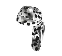 Black Polka Dot Print Cycling Headwrap Under Helmet Skull Cap Sweat Wicking Quick Dry for Patriotic Event Gift