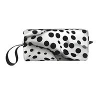 Black Polka Dot Print Foam Padded Cosmetic Case Simple Organizer Pouch Lightweight Travel Bag for Space Saving