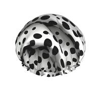 Black Polka Dot Shower Cap For Women, Reusable Shower Cap, Waterproof Bath Cap For Women Long Hair