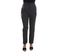 Black Polka Dot Sicily Crystal Trousers - female - Dolce & Gabbana - Slim-fit Trousers - Black - M - Trousers M
