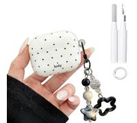 Black Polka Dot White Case with Keychain for AirPods 3rd Generation, Vintage Aesthetic Pattern Stylish Luxury Trendy Retro Girls Women Protective Cover for AirPods 3