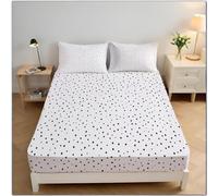 Black Polka Dots Fitted Sheet Small Double 4ft Dots White 3D Fitted Sheets Deep Pocket 12 inch 30 cm Bottom Sheet Ultra Soft Microfibre Bedding Set with 2 Pillowcases a/3914