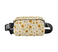 Black Polka Dots on Pink Background Water Resistant Waist Bag Fanny Pack with Adjustable Strap for Travel Vacation, Sunflowers Honey Bees Gnomes, One Size
