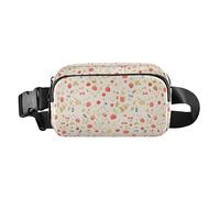Black Polka Dots on Pink Background Water Resistant Waist Bag Fanny Pack with Adjustable Strap for Travel Vacation, Watercolor Berry Raspberry, One Size