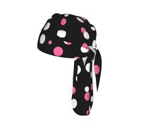 black polka dots Print Cycling Skull Cover Moisture Wicking Headwrap Under Helmet Tie Back Modern Beanie 22-24 In