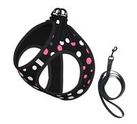 black polka dots print Dog Harness and Leash Set, Reflective Adjustable Puppy Vest for Small Medium Large Dogs, Cats