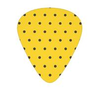 Black Polka Dots Yellow Background,12 Pcs Guitar Pick,3 Different Thickness Plectrums for Acoustic Guitar Bass Ukulele (0.46mm 0.96mm 0.71mm)