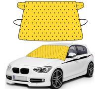 Black Polka Dots Yellow Background, Car Windshield Cover, Protective Windscreen Cover - Snow Ice Sun UV Dust Water Resistant - Fit for Most Cars