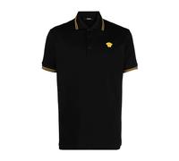 Black Polo Shirt Greca Detailing Medusa- male- Versace- Polo Shirts- Black- L- Tops L