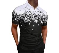 Black Polo Shirt Men Polo Shirts White 2024 Trendy Men's Summer T Shirt Fashion Printed T Shirt Round Collar Cool Loose Short Sleeve T Shirt Long Shirt Comfortable Light Mens Polo Shirts (Black, XXL)