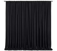 Black Polyester Fabric Backdrop 2 Pieces 5ftx10ft Photography Backdrop Drapes Party Reception Prom Halloween Backdrop Decor
