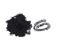 Black Polyester Ruffled Lace Trim for Sewing Vintage Floral Edge | Soft Decorative Layering, Crochet and Embroidered Finish, for Bridal Projects, Hats and Gift Boxes
