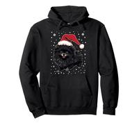 Black Pomeranian Dog Christmas Santa Hat Xmas Pajama Pullover Hoodie