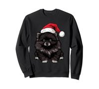 Black Pomeranian Dog Christmas Santa Hat Xmas Pajama Sweatshirt