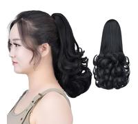 Black ponytail extensions,Fake Claw Clip Ponytails Hair Extension 12in Curly 3.8 OZ Hair pieces SYXLCYGG Wig Synthetic Fluffy¬ Tangled