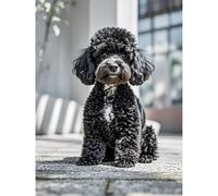 Black Poodle Diamond Painting DIY Kits 5D Diamond Art Full Round Drill Bead Rhinestones by Number Embroidery Stitch Handmade Arts and Crafts for Office Living Room Bedroom Home Wall Decor 12x16 inch