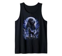 Black Poodle Howling at the Moon 90s Fantasy Art Tank Top