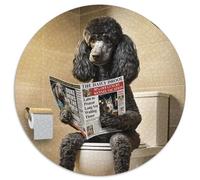 Black Poodle on The Toilet JigsawPuzzle 1000 Pieces for Adults Cardboard Jigsaw Challenging Brain Teaser for Teenagers, Family Game Night Fun 67.5x67.5cm