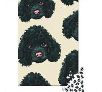 Black Poodle Pattern Jigsaw Puzzles Puzzle for Adults Kids. 1000 Pieces Great Gifts Challenge Toy Educational Games Home Decoration for Adults& Kids Age 14 Years Up 38x26cm/1000pcs