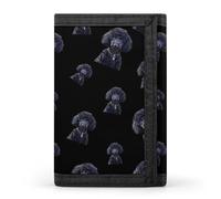 Black Poodle Pet Dog Wallet for Men Slim Minimalist Tri-fold ID Window 9-13 Cards