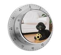 Black Poodles Dog Kitchen Timer 60 Minute Visual Wind Up Timers Indoor Mechanical Timers with Magnetic Base Stainless Steel Timer for Home Cooking Time Management Tool