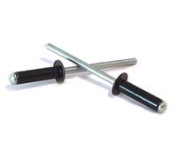 Black Pop Rivets, 4.8mm Diameter, Aluminium Steel, Dome Head, Blind Type, Available in 20, 50, Or 100 Piece Packs (4.8 X 12mm Pack of 50)