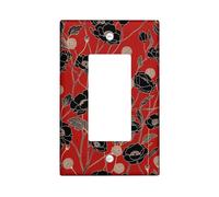Black Poppy Light Switch Cover Plate/Outlet Covers, Red Roses for Wall Accents, Thermoplastic Wall Plates, Standard Size Single Rocker