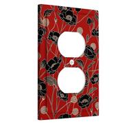 Black Poppy Light Switch Cover Plate/Outlet Covers, Red Roses for Wall Accents, Thermoplastic Wall Plates, Standard Size Single Duplex Outlet