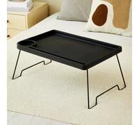 Black Portable Bed Tray With Folding Legs Serving Breakfast Lap Table Space Saver New