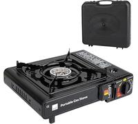 Black Portable Camping Stove with Cary Case & Butane Gas Compliant Premium Gas Portable with Automatic Ignition & Heat Control (Single Stove)