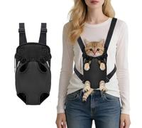 Black Portable Pet Carrier Backpack, Legs and Tail Out, Adjustable Front and Back Carrier for Teacup Dogs and Cats Under 6 Lbs, Hands Free for Hiking, Camping, Travel, Cycling (Black, S)