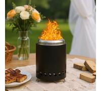 Black Portable Tabletop Fire Pit with Ash Grate
