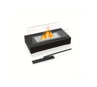 (Black) Portable True Flame Fireplace Lamp for Indoor/Outdoor Use - Metal Bowl Tabletop Design