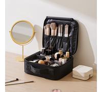Black Portable Waterproof Travel Makeup Bag with Dividers