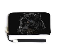 Black Portraits Leather Wallet Fashion Purse Long Pouch with Wrist Strap for Men Women