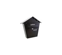 BLACK POST BOX LETTER MAIL LARGE STEEL LOCKABLE KEYS OUTDOOR WALL MOUNTED S5550