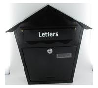 Black Post Box With Pre-drilled Fixing Hole - post black box amtech steel keys letterbox postbox traditional metal mail lock