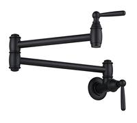 Black Pot Filler, ARCORA Modern Pot Filler Faucet Wall Mount 2 Handle with Double Joint Swing Arms Brass Stove Faucet