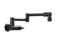 Black Pot Filler Faucet Dual Mode Swivel Spout Brass Folding Kitchen Sink Wall Mount Single Cold Water Handle Double Joint Swing Arm