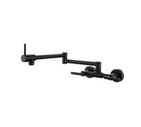 Black Pot Filler Faucet Wall Mount Matt Black Solid Brass Kitchen Swivel Spout Hot and Cold Water 3 Handels(61222PC)