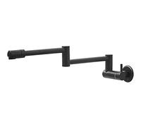 Black Pot Filler Faucet Wall Mounted Brass Single Cold Kitchen Faucet, Telescopic Folding Extension Kitchen Sink Faucet with Double Joint Swing Arms