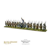BlackPowder Warlord Games Black Powder Napoleonic Wars Late French Light Infantry (1812-1815) 28mm Scale, 28 Infantry, Plastic & Metal, Unpainted, Ages 14+