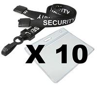 Black Pre-Printed Security Lanyard from PCL Media ltd SIA Badge Holder Black Pre-Printed Security Lanyard with Safety Breakaway & Clear ID Card Pocket Credit Card Size (Pack of 10)