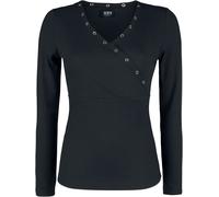 Black Premium by EMP Black Long-Sleeve Shirt with Eyelets and V-Neckline Long-sleeve Shirt black XL