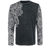 Black Premium by EMP Black Long-Sleeve Shirt with Wash and Print Long-sleeved Top black XL