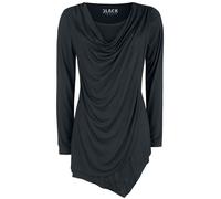 Black Premium by EMP Black Long-Sleeve Shirt with Waterfall Neckline Long-sleeved Top black S