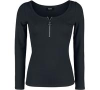 Black Premium by EMP Black Long-Sleeve Top with Zip at Neckline Long-sleeve Shirt black XXL