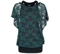 Black Premium by EMP Black top with green lace T-Shirt T-Shirt black green L