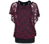 Black Premium by EMP Bordeaux red lace shirt with black top T-Shirt black bordeaux L